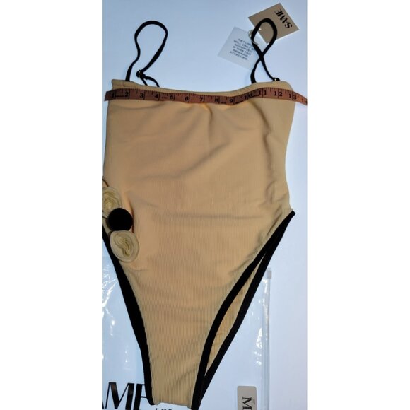 SAME LOS ANGELES One Piece Swimsuit Womens Color Beige Sz Medium Flower Beige - Picture 7 of 10